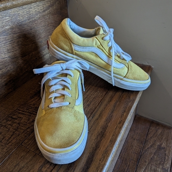 VANS Old Skool suede yellow & White youth sneakers size 5 - Picture 2 of 8